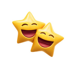 Naklejka premium Two happy star emojis smiling together isolated on transparent background