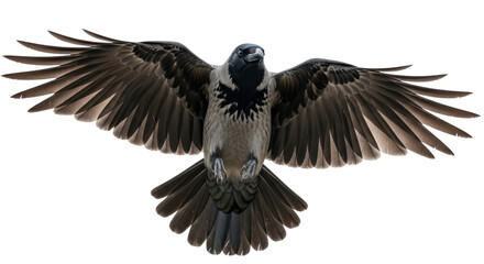 Isolated Crow with Wings Spread