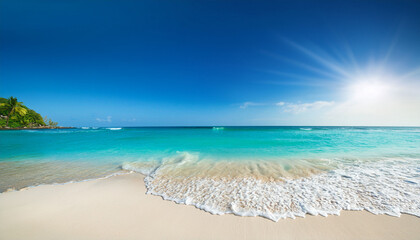 Fototapeta premium Enjoy The Best Tropical Beach Holidays Under The Warm Summer Sun With Clear Blue Skies And Gentle Waves