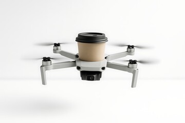 Drone delivers coffee in innovative hands-free demonstration in a bright studio