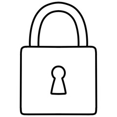 cartoon illustration outline of a padlock 