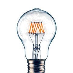 Vintage edison light bulb filament isolated on transparent background