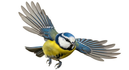 Isolated Flying Blue Tit