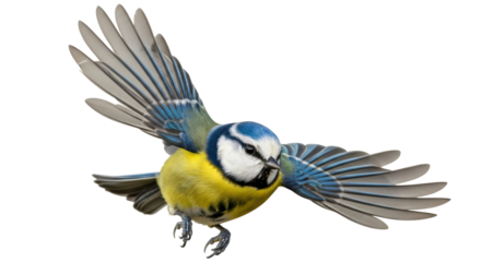 Isolated Flying Blue Tit