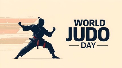 Fototapeta premium Silhouette of Judo Player on World Judo Day Celebrating , promoting Sport, Discipline and Wellbeing
