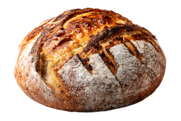 Close up of artisan sourdough bread on black background.