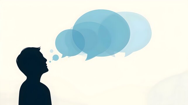 Human Silhouette with communication disorder, Speaking , on International Stuttering Awareness Day
