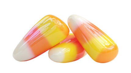 Obraz premium Colorful candy corn treat isolated on a white background.