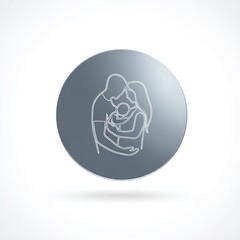 Family embrace icon father mother baby in a circle design