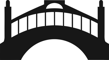 Arch Bridge Silhouette Icon with Towers and Railings structure
