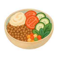 PNG Colorful vegetarian bowl illustration.