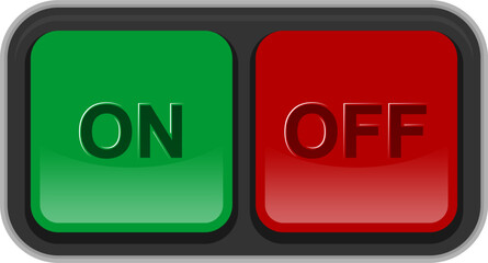 Editable Vector Toggle Button Icon Showing Red Off and Green On Isolated on White for User Interface Needs
