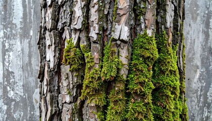 Obraz premium Close-up of tree bark with moss