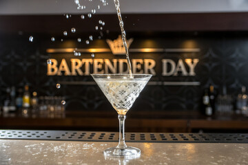 Stylish Poster Design for World Bartender Day with Cocktail Art