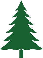 Green Silhouette of a Stylized Christmas Tree with a Trunk holiday festive