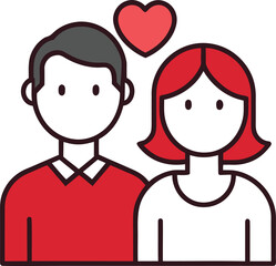 Simple Flat Icon of a Couple with a Heart Symbol Above Them love relationship