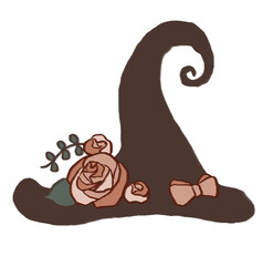 花飾りのついた魔女の帽子