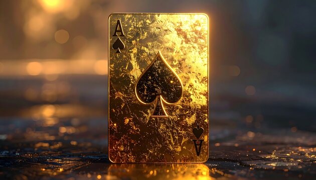 Golden Ace of Spades card in dramatic lighting