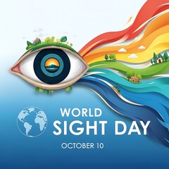 Fototapeta premium Eye Catching World Sight Day Graphic Design Celebrating Vision with Vibrant Colors and a Symbolic Eye Illustration