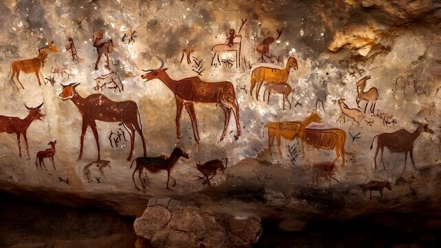 acoma cave painting video stock lifestyle.