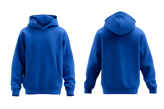 Blue hoodie template for branding and design presentation.