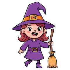 Adorable witch character illustration. Funny Halloween vector art