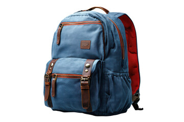 Denim backpack with leather straps stylish travel gear bookbag school backpack for men classic