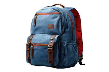 Denim backpack with leather straps stylish travel gear bookbag school backpack for men classic