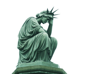 Fototapeta premium Sad and hopeless Statue isolated on white or transparent background, US national mourning, problems and crisis symbol, png