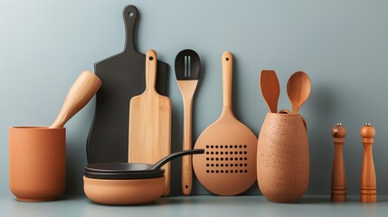 Elegant Kitchen Utensils and Tools in Earthy Tones
