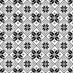 Black and White Geometric Seamless Pattern – Traditional Ethnic Ornament Design
