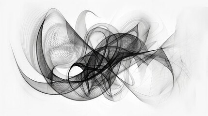 Abstract Monochrome Swirls: Dynamic Interplay of Curves and Shadows