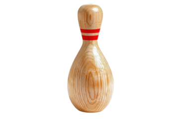 Bowling pin strike sport game wood classic red detail isolated background recreation alley