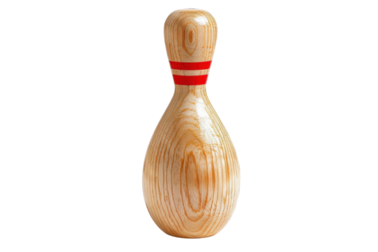 Bowling pin strike sport game wood classic red detail isolated background recreation alley