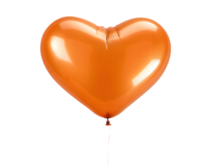 Orange Heart Balloon PNG Isolated on White Background