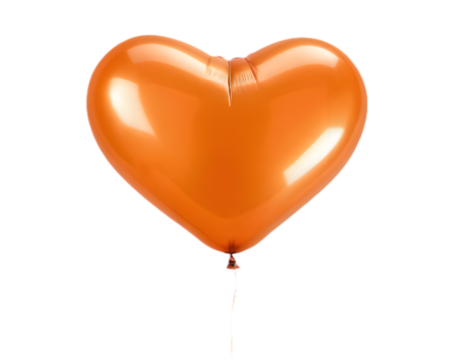 Orange Heart Balloon PNG Isolated on White Background