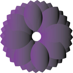 abstract 3d circular floral art piece with purple and black gradient smooth petals