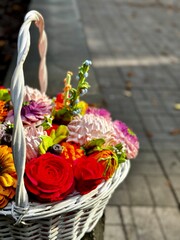 marshmallow flowers in a basket	
