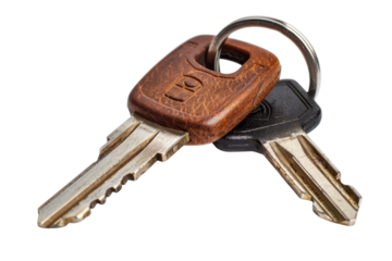 Vintage Keys Set Unlock Security House Lock Metal Black and Brown Keys Ring Close up Detail Car Keys