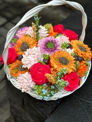 marshmallow flowers in a basket