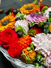 marshmallow flowers in a basket	