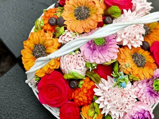 marshmallow flowers in a basket