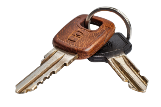 Vintage Keys Set Unlock Security House Lock Metal Black and Brown Keys Ring Close up Detail Car Keys