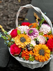 marshmallow flowers in a basket	