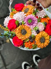 marshmallow flowers in a basket	