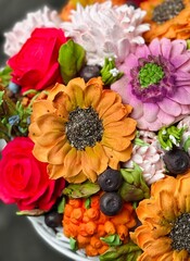 marshmallow flowers in a basket	