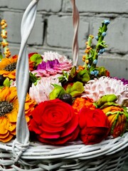 marshmallow flowers in a basket	
