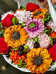 marshmallow flowers in a basket	