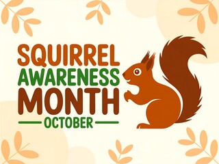 Celebrate squirrel awareness month in october with this charming illustration featuring a cute squirrel and autumn leaves
