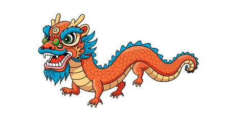 Obraz premium Illustration of a cartoon mythical creature fantasy dragon with scales and vibrant colors design art on transparent background